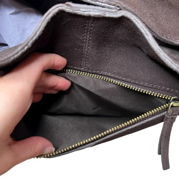 Chocolate Brown 100% Genuine Suede Leather Slouchy Hobo Bag Gold Buckle Strap - Picture 8 of 16